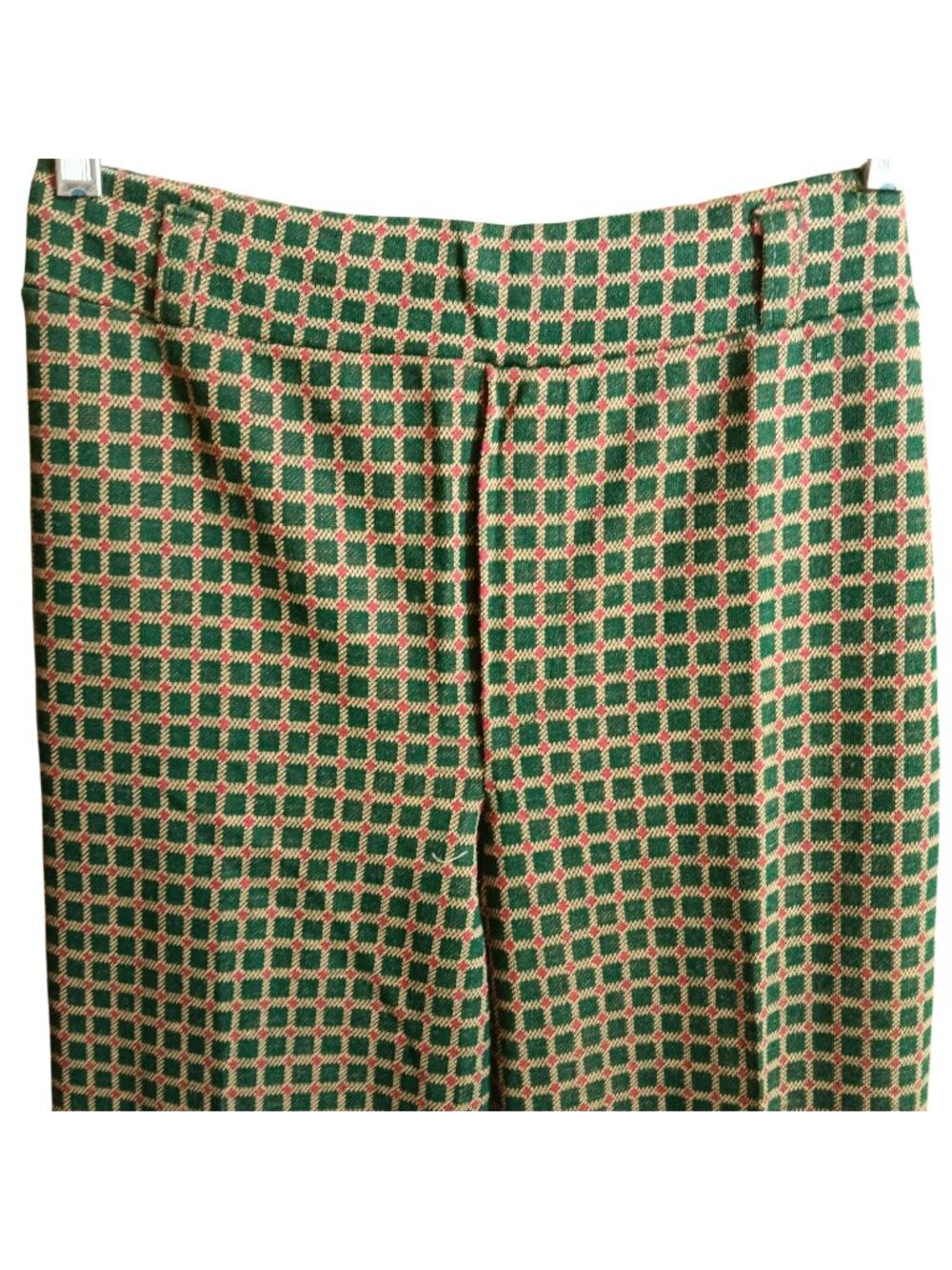Bellbottom Pants 26x32 True Vintage 1970's Wide-Leg Checkered Green Hippie